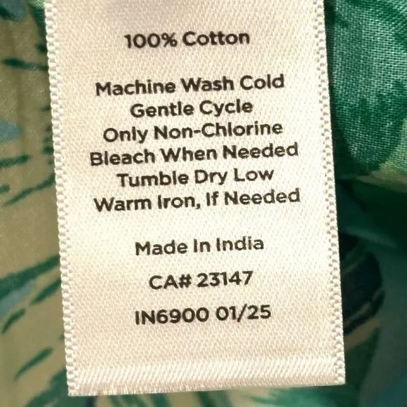 Talbots M leaf print cotton lightweight button down shirt long sleeve - Picture 8 of 9